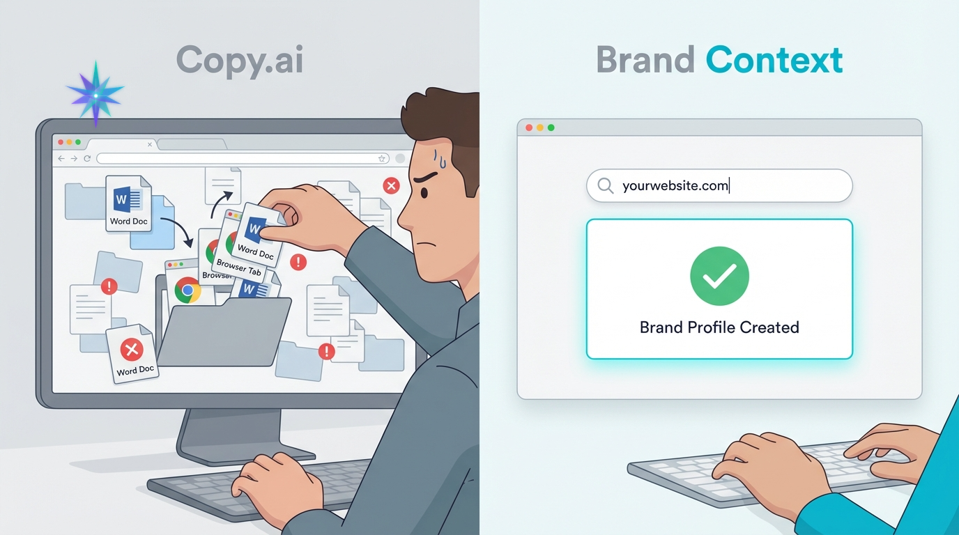 Brand Context vs. Copy.ai: Why Manual Copy-Pasting is Killing Your Workflow